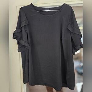 Torrid Black Ruffle Sleeve Sheer Blouse Top Shirt Sz 00 Medium